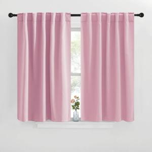 imageNICETOWN Blackout Curtain Panels for Living Room  Rouge Pink Color 42x36 inch 2 Panels Set Room Darkening Blackout Drapes for Window