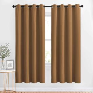 imageNICETOWN Blackout Curtains 72 inch Length 2 Panels Set  Grommet Thermal Insulated Solid Room Darkening Panels for BedroomLiving Room Gold Brown Set of 2 W52 x L72