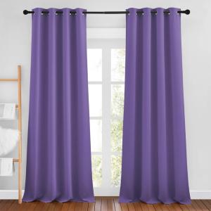 imageNICETOWN Blackout Curtains 90 inch Length  Triple Weave Energy Saving Sound Reducing Thermal Insulated Solid Grommet Blackout Drapes for BedroomLiving Room 1 Pair W46 x L90 Lilac Purple
