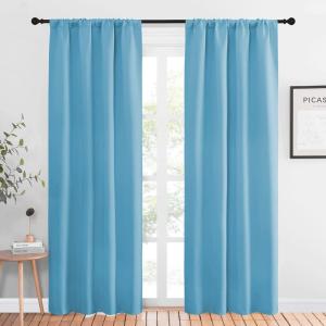 imageNICETOWN Blackout Curtains Window Draperies  Window Treatment Thermal Insulated Solid Room Darkening Drapes for Bedroom Teal Blue Set of 2 42 by 84 inches Long