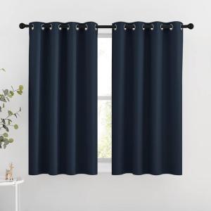 imageNICETOWN Blackout Curtains and Drapes for Kitchen  Thermal Insulated Solid Grommet Top Blackout PanelsDraperies for Kids Room Navy 1 Pair 46 x 54 Inch