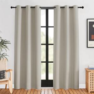 imageNICETOWN Blackout Curtains for Bedroom Natural 42 W by 80 L Set of 2 Thermal Insulated Curtains amp Drapes with Grommet Top for Living Room Privacy Window Treatment Draperies