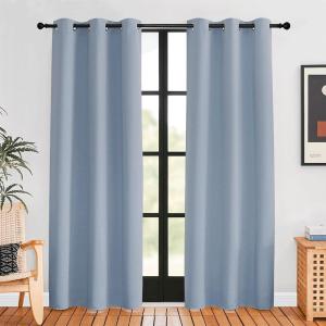 imageNICETOWN Blackout Curtains for Bedroom Vintage Blue 42 W by 80 L Set of 2 Thermal Insulated Curtains amp Drapes with Grommet Top for Living Room Privacy Window Treatment Draperies