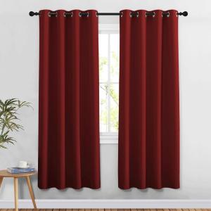 imageNICETOWN Blackout Curtains for Doorway 78 inches Long Grommet Privacy Door Curtains Room Darkening Thermal Drapes for BedroomChristmas Day Burgundy Red 2 Panels W52 x L78