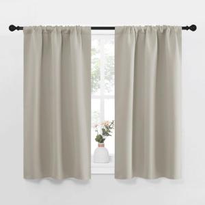 imageNICETOWN Blackout Curtains for Living Curtains Room Darkening Window Curtain Panels EasyCare Solid Thermal Insulated DraperiesDrapes for Daughter Room Natural 2 Panels 29 by 40