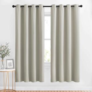 imageNICETOWN Blackout Natural Window Treatments for Bedroom  Grommet Thermal Curtains Room Darkening Sound amp Light Reducing Curtains amp Drapes for Living Room 2 Panels W52 x L72