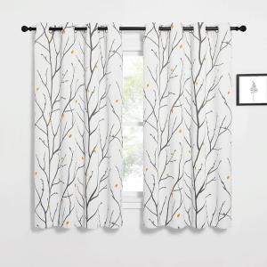 imageNICETOWN Blackout Short Curtains Panels for Bedroom Microfiber Noise Reducing Thermal Insulated Wave Line Foil Print Design Drapes for Office Classroom Stone Blue 2 Panels 52 x 54 InchWhitegrey