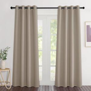 imageNICETOWN Blackout Taupe Curtains 84 inches Long Grommet Room Darkening Thermal Insulated Sound Dampening Window Treatments for BedroomHome Office 2 Panels W46 x L84