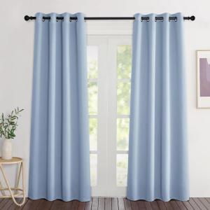 imageNICETOWN Blackout Vintage Blue Curtains 84 inches Long Grommet Room Darkening Thermal Insulated Sound Dampening Window Treatments for BedroomHome Office 2 Panels W46 x L84