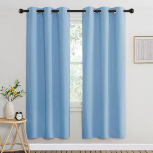 imageNICETOWN Blackout Window Curtains 72 inches Long Thermal Insulated Grommet Room Darkening Window Treatments for BedroomLiving Room Blue Set of 2 W37 x L72