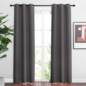 imageNICETOWN Blackout Window Curtains 84 inch Long  Grommet Top Room Darkening Thermal Insulated Solid Vertical Drapes for BedroomKid Room 2 Panels 37 x 84 Inch Grey