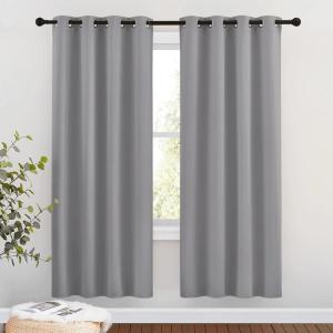 imageNICETOWN Blackout Window Curtains amp Drapes 72 Long  Grommet Top Room Darkening Thermal Insulated for BedroomLiving Room 2 Panels 46 x 72 Inch Silver Grey