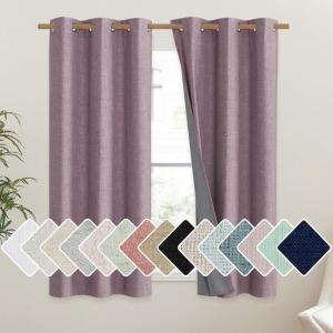 imageNICETOWN Chaise Mauve Vintage Linen 100 Blackout Curtains for Dining Room Thermal Insulated Curtains 45 Long Noise Reducing Window Treatment Drapes for Kitchen 42 Wide Per Panel Set of 2