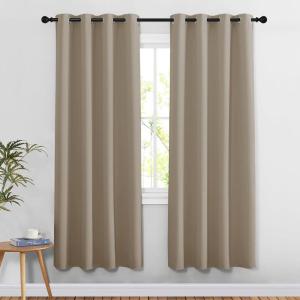 imageNICETOWN Doorway Curtains for Living Room 78 inches Long Grommet Privacy Light amp Sound Reducing Room Darkening Window Treatments for Living Room 2 Panels Taupe W52 x L78