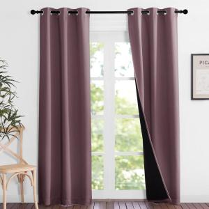 imageNICETOWN Dry Rose Blackout Curtains 84 inches Long Full Light Blocking Drapes with Black Liner for Nursery Noise Reducing Thermal Insulated Draperies for Doorway 2 Pieces 37 Wide Each Panel