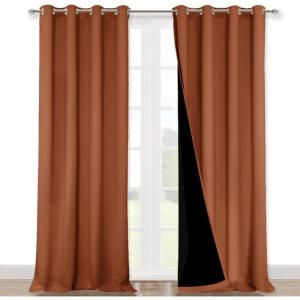imageNICETOWN Full Shading Curtains for Windows Super HeavyDuty Black Lined Blackout Curtains for Bedroom Privacy Assured Window Treatment Burnt Orange Pack of 2 52 inches W x 95 inches L