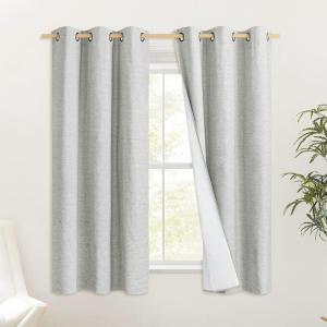 imageNICETOWN Grey 100 Blackout Curtain Panels Set of 2 42 Wide by 45 Long Thermal Insulated White Thermal Insulated Liner Drapes for Nursery Noise Reducing and Heat Blocking Drapes for Windows