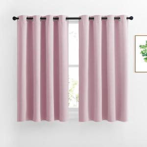 imageNICETOWN Insulated Room Darkening Curtains and Drapes  Microfiber Energy Saving Thermal Insulated Solid Grommet Room Darkening Draperies for Kitchen 1 Pair 46 inches by 54 Inch Baby Pink
