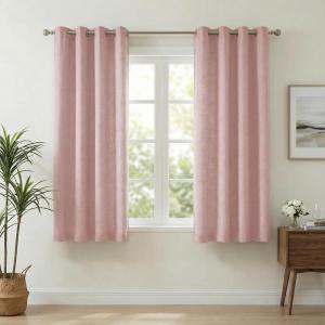 imageNICETOWN Linen Curtains 96 Inch Length for Living Room 2 Panels Farmhouse Light Filtering White Semi Sheer Curtain Soft Grommet Linen Textured Privacy Window Drapes for Bedroom 52 W x 96 LBlush Pink