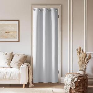 imageNICETOWN Linen Sliding Glass Door Curtain 100 Blackout W100 x L84 in Room Divider Curtain for Bedroom Under Stair Faux Linen Thermal Insulated Privacy Drape for Villa Wide Window Taupe 1 PanelWhite