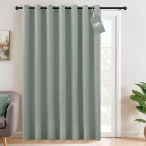 imageNICETOWN Linen Sliding Glass Door Curtain 100 Blackout W100 x L84 in Room Divider Curtain for Bedroom Under Stair Faux Linen Thermal Insulated Privacy Drape for Villa Wide Window Taupe 1 PanelSage
