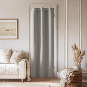 imageNICETOWN Linen Sliding Glass Door Curtain 100 Blackout W100 x L84 in Room Divider Curtain for Bedroom Under Stair Faux Linen Thermal Insulated Privacy Drape for Villa Wide Window Taupe 1 PanelSilver Gray