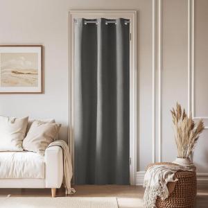 imageNICETOWN Linen Sliding Glass Door Curtain 100 Blackout W100 x L84 in Room Divider Curtain for Bedroom Under Stair Faux Linen Thermal Insulated Privacy Drape for Villa Wide Window Taupe 1 PanelGrey