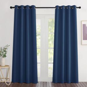 imageNICETOWN Moroccan Blue Blackout Curtains 84 inch Length 2 Panels Grommet Thermal Insulated Window Treatments Light amp Sound Reducing Drapes for Living RoomBedroom W46 x L84