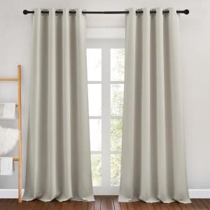 imageNICETOWN Natural Room Darkening Curtains for Living Room Grommet Thermal Curtains Light amp Sound Reducing Window Treatments for BedroomHome Family W46 x L102