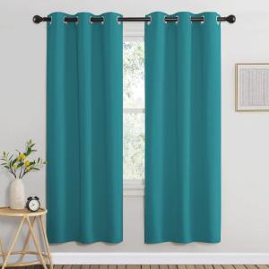 imageNICETOWN Peacock Teal Blackout Curtains for Living Room Window Treatment Thermal Insulated Room Darkening Grommet Drapes Sound Dampening for Bedroom 2 Panels W37 x L72