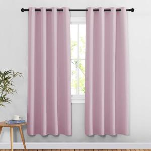 imageNICETOWN Room Darkening 78 inch Curtains for Doorway 2 Panels Grommet Light Reducing Thermal Insulated Privacy Door Curtains Window Treatments for Bedroom Baby Pink W52 x L78