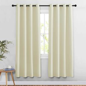imageNICETOWN Room Darkening Beige Curtains for Doorway 78 L Grommet Light Blocking Window Treatments Blackout Privacy Drapes for Living RoomKids Room 2 Panels W52 x L78
