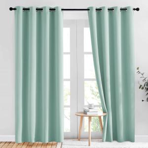 imageNICETOWN Seafoam Green Curtains 2 Panels 84 inches Long  Grommet Blackout Thermal Insulated Room Darkening Sound Reducing Window Drapes for Living RoomBedroom W52 x L84