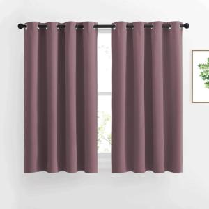 imageNICETOWN Short Blackout Curtains for Bathroom  Sound Reducing Window Treatment Thermal Insulated Grommet Vertical Drapes for KitchenCafeNursery Dry Rose Set of 2 W52 x L45