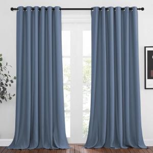 imageNICETOWN Stone Blue Curtain Panels  Home Decoration Thermal Insulated Solid Grommet Blackout CurtainsDrapes for HallSliding Door 80 Wide by 108 Long Stone Blue Set of 2
