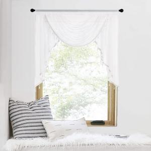 imageNICETOWN Swag Valance for Living Room Farmhouse Waterfall Valance Kitchen Sheer Curtains Country Beaded Curtains for Nursery Baby Bedroom 1 Panel White W59White