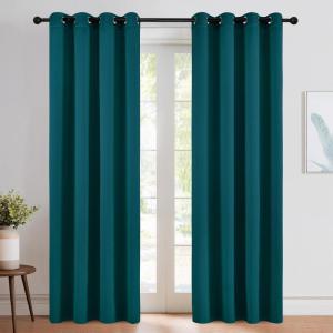 imageNICETOWN Teal Blackout Curtains 84inch Length 2 Panels Set Grommet Chic Thermal Insulated Room Darkening Window Treatments for BedroomLiving Room W52 x L84