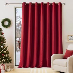 imageNICETOWN Total Shade Patio Door Curtain HeavyDuty Full Light Shading Sliding Door Drape Room Divider Curtain Vertical Blinds for Window1 Panel 70 inches Wide x 63 inches Long GrayChristmas Red