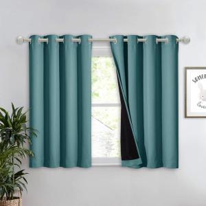 imageNICETOWN Total Shade Patio Door Curtain HeavyDuty Full Light Shading Sliding Door Drape Room Divider Curtain Vertical Blinds for Window1 Panel 70 inches Wide x 63 inches Long GraySea Teal