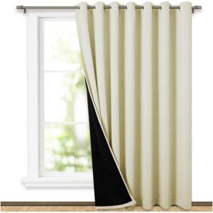 imageNICETOWN Total Shade Patio Door Curtain HeavyDuty Full Light Shading Sliding Door Drape Room Divider Curtain Vertical Blinds for Window1 Panel 70 inches Wide x 63 inches Long GrayBeige