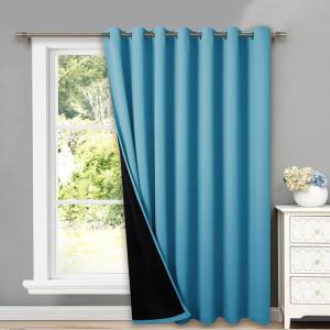 imageNICETOWN Total Shade Patio Door Curtain HeavyDuty Full Light Shading Sliding Door Drape Room Divider Curtain Vertical Blinds for Window1 Panel 70 inches Wide x 63 inches Long GrayTeal Blue