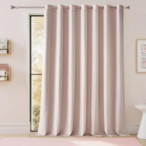 imageNICETOWN Total Shade Patio Door Curtain HeavyDuty Full Light Shading Sliding Door Drape Room Divider Curtain Vertical Blinds for Window1 Panel 70 inches Wide x 63 inches Long GrayPink