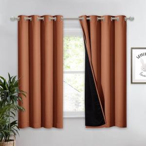 imageNICETOWN Total Shade Patio Door Curtain HeavyDuty Full Light Shading Sliding Door Drape Room Divider Curtain Vertical Blinds for Window1 Panel 70 inches Wide x 63 inches Long GrayBurnt Orange