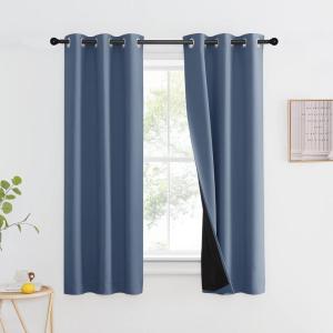 imageNICETOWN Total Shade Patio Door Curtain HeavyDuty Full Light Shading Sliding Door Drape Room Divider Curtain Vertical Blinds for Window1 Panel 70 inches Wide x 63 inches Long GrayStone Blue