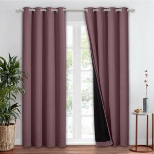 imageNICETOWN Total Shade Patio Door Curtain HeavyDuty Full Light Shading Sliding Door Drape Room Divider Curtain Vertical Blinds for Window1 Panel 70 inches Wide x 63 inches Long GrayDry Rose