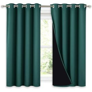 imageNICETOWN Total Shade Patio Door Curtain HeavyDuty Full Light Shading Sliding Door Drape Room Divider Curtain Vertical Blinds for Window1 Panel 70 inches Wide x 63 inches Long GrayHunter Green