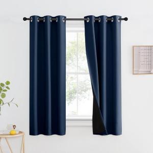 imageNICETOWN Total Shade Patio Door Curtain HeavyDuty Full Light Shading Sliding Door Drape Room Divider Curtain Vertical Blinds for Window1 Panel 70 inches Wide x 63 inches Long GrayNavy