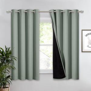 imageNICETOWN Total Shade Patio Door Curtain HeavyDuty Full Light Shading Sliding Door Drape Room Divider Curtain Vertical Blinds for Window1 Panel 70 inches Wide x 63 inches Long GrayGreyish Green