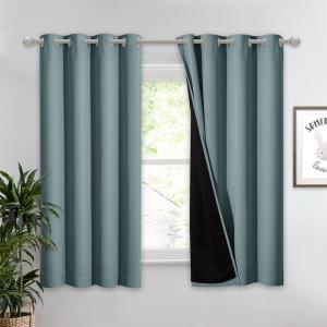 imageNICETOWN Total Shade Patio Door Curtain HeavyDuty Full Light Shading Sliding Door Drape Room Divider Curtain Vertical Blinds for Window1 Panel 70 inches Wide x 63 inches Long GrayGreyish Blue
