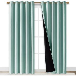 imageNICETOWN Total Shade Patio Door Curtain HeavyDuty Full Light Shading Sliding Door Drape Room Divider Curtain Vertical Blinds for Window1 Panel 70 inches Wide x 63 inches Long GrayAqua Blue